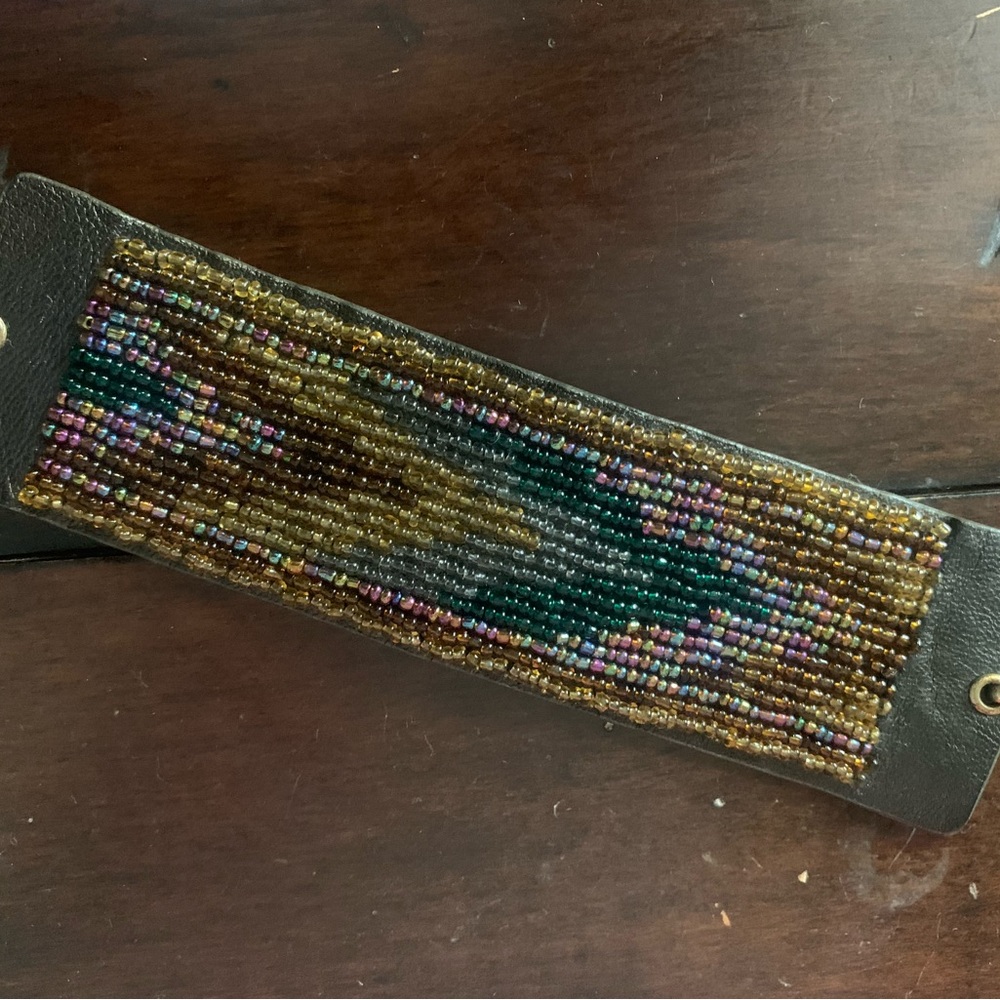 Lucky Brand Beaded Chevron Leather Bracelet